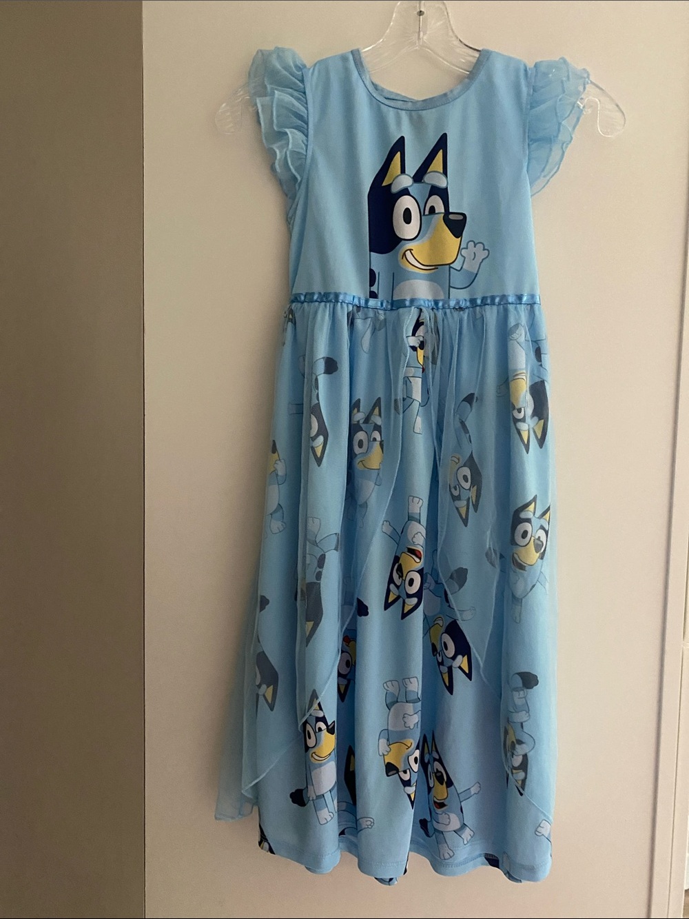 Disney Light Blue Kids Cartoon Character Dress with Ruffle Sleeves
